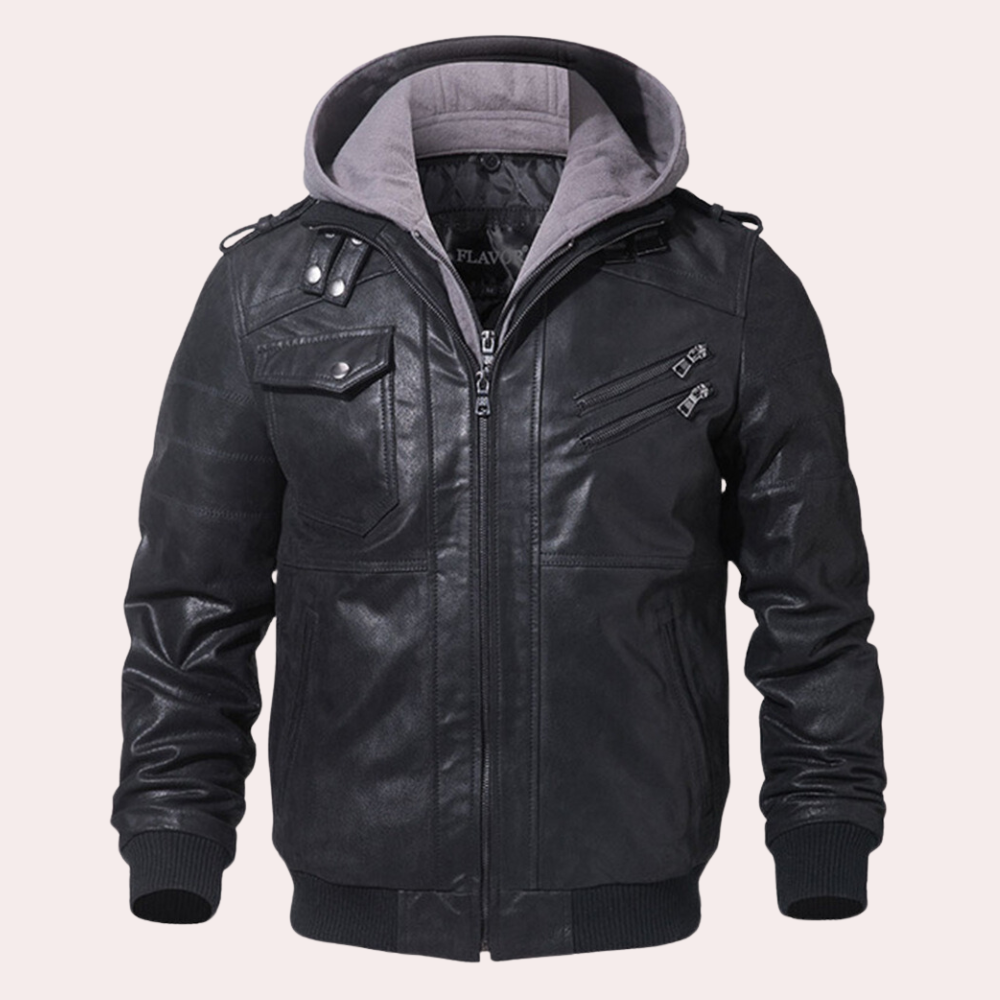 Morten ™ | Vintage Leather Hoodie Jacket