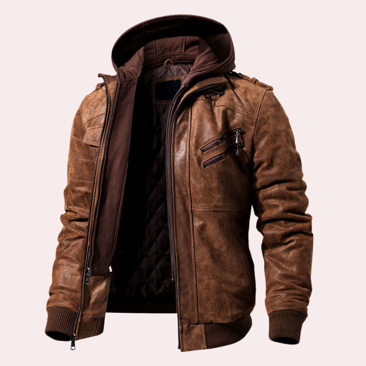 Morten ™ | Vintage Leather Hoodie Jacket