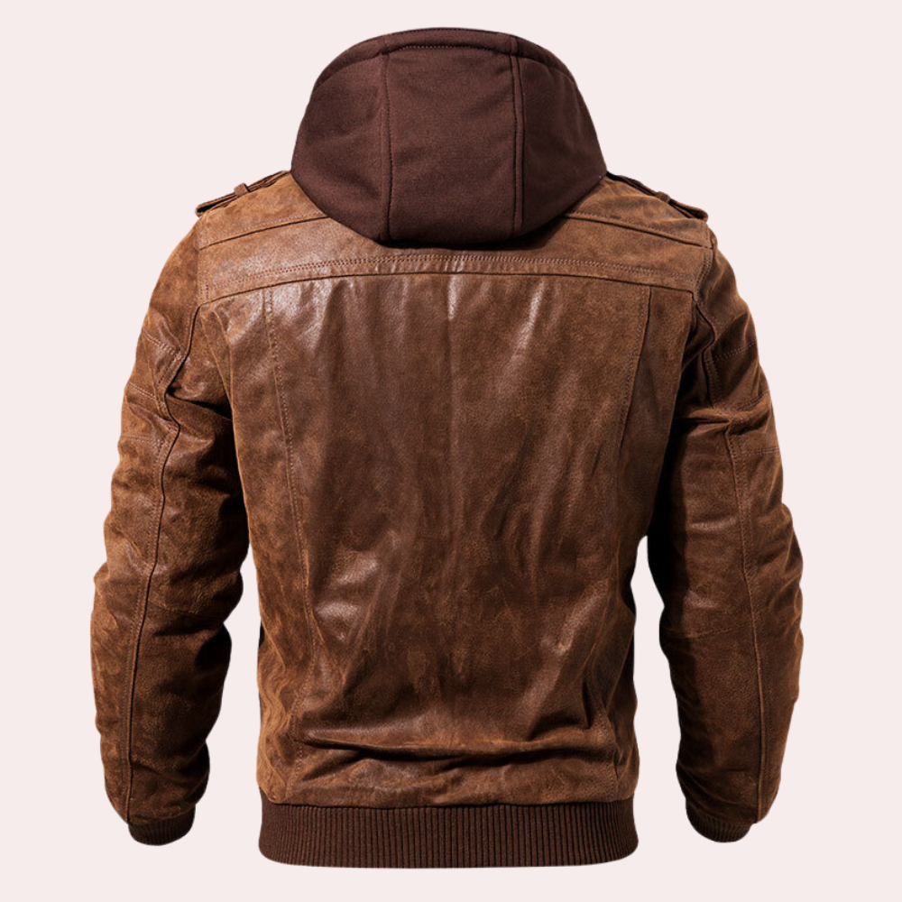 Morten ™ | Vintage Leather Hoodie Jacket