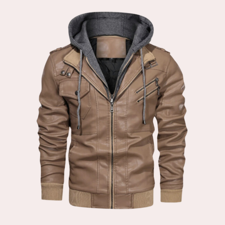 Morten ™ | Vintage Leather Hoodie Jacket