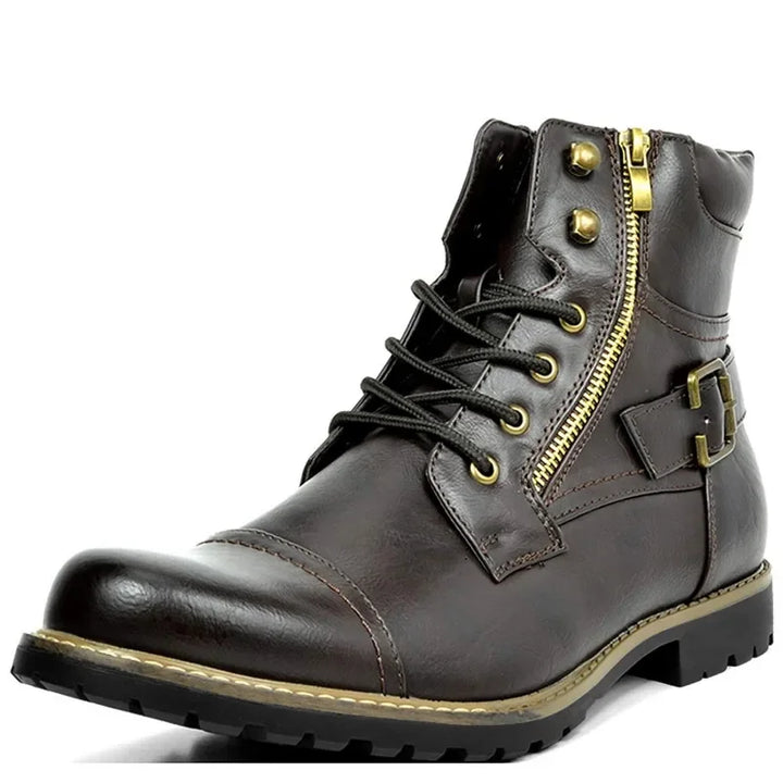 Isak ™ | Stylish Buckle and Zip Leather Boots