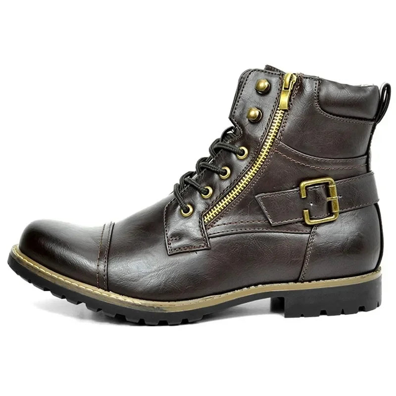 Isak ™ | Stylish Buckle and Zip Leather Boots