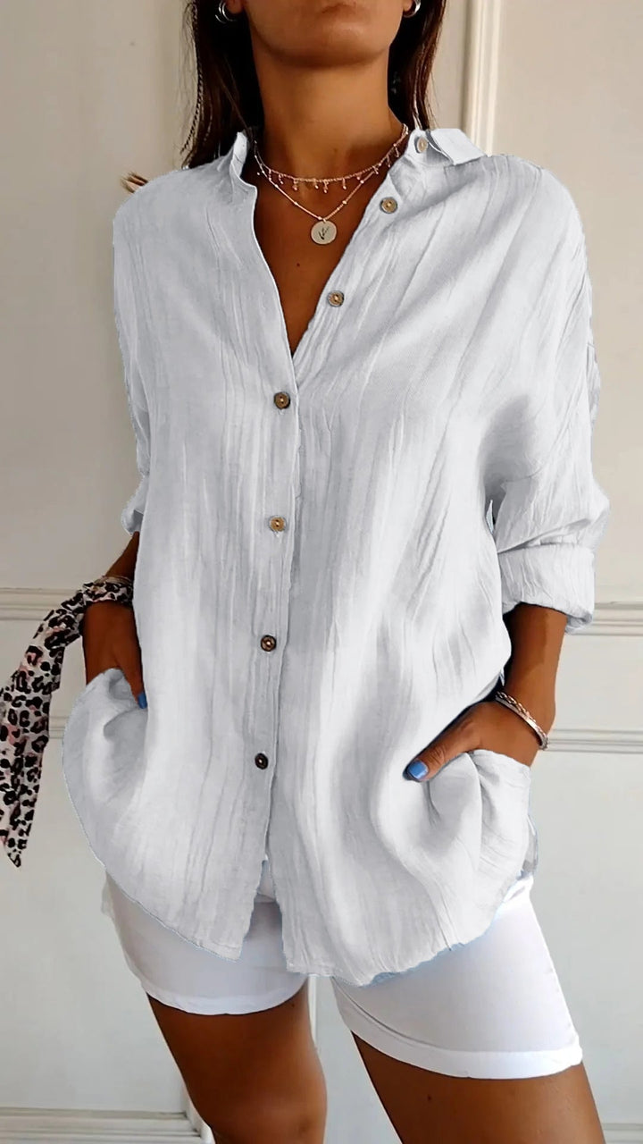 Natalie™ | Elegant Shirt with Pleated Style