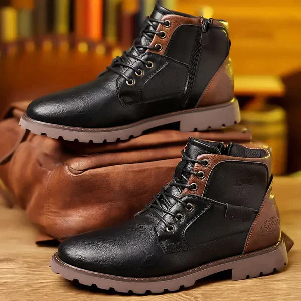 Carsten ™ | Rugged Leather Lace-Up Boots with Side Zipper